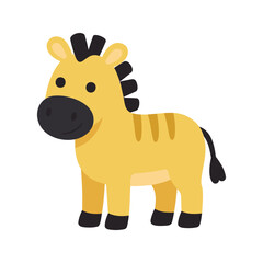 Obraz premium Cartoon zebra standing, with yellow fur and black mane and tail