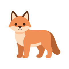 Obraz premium Cute fox illustration standing on a white background in a simple cartoon style