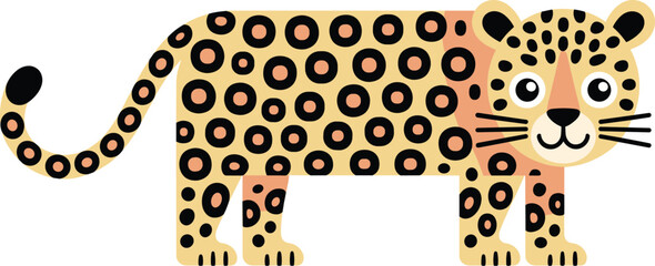 Cute Cartoon Leopard Character Vector Illustration with Spots, Adorable Wild Animal Mascot Icon Design © Crative Artist