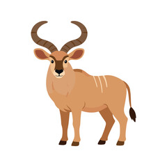 Fototapeta premium Illustration of a light brown kudu standing and looking forward on a white background