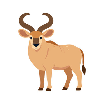 Cute eland antelope illustration standing on a white background in vector format