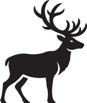 Deer, black silhouette, stag icon, antlered mammal, wildlife symbol