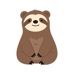 Fototapeta premium Cute sloth sitting upright with a happy expression on a transparent background