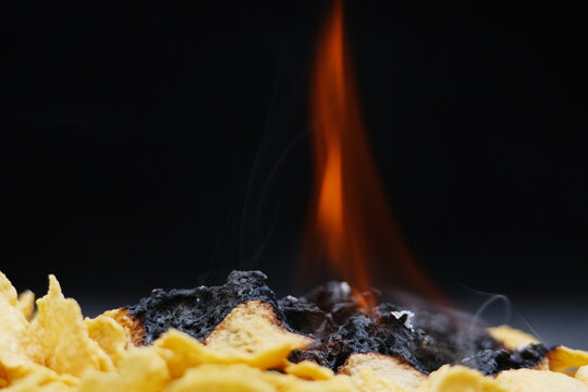 Experiment of corn flakes cereal. It is flammable