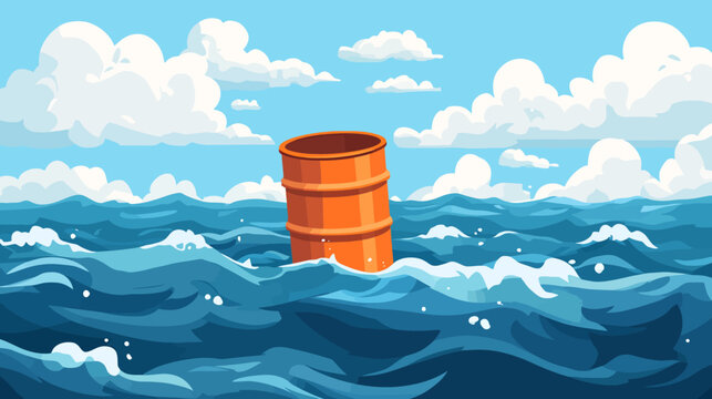 Animated pixel art depicting a vibrant ocean scene with an orange barrel bobbing on the water