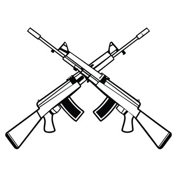 a rifle silhouette vector icon design with a white background	