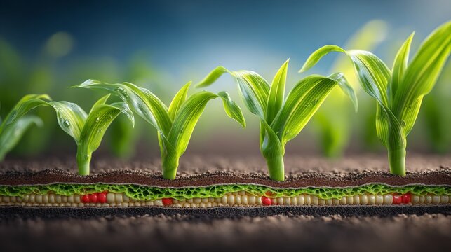 Close-Up of Corn Stalks with Exposed Moisture and Inner Layers