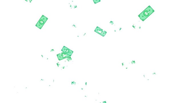 dollar bill disintegrate when fall down for profit loss concept