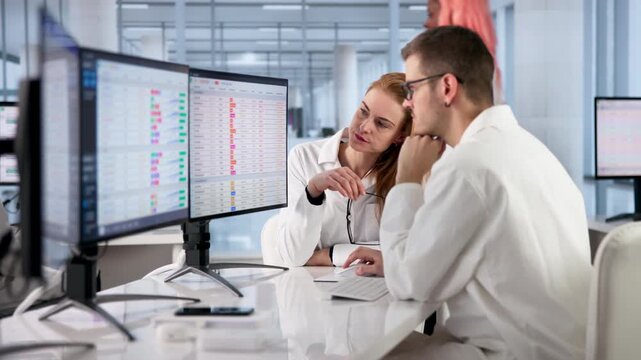 Doctor Reviews Medical Data On Computer Screen
