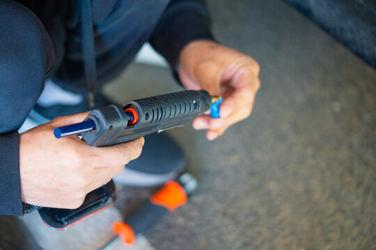 Removing dents on the car. PDR technology. Car body repair without painting.