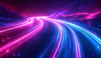 Fototapeta premium Abstract high-speed data stream with glowing lines representing digital communication, internet connectivity, and advanced technology.