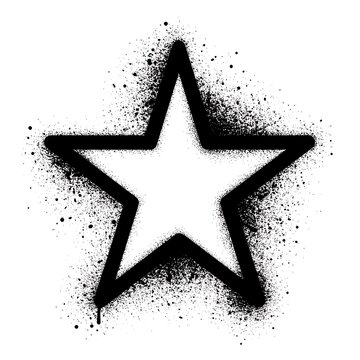 Black spray paint outline of a white star