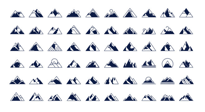 Collection of various mountain logo designs.