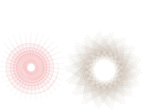 Intricate guilloche circular pattern with spirograph lines geometric rosette vector illustration