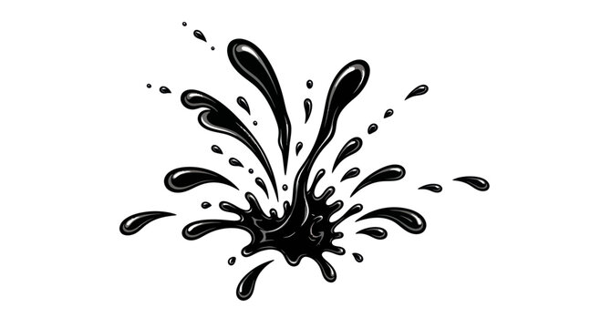 Black Ink Splash Explosion, Fluid Droplets, Abstract Liquid Art