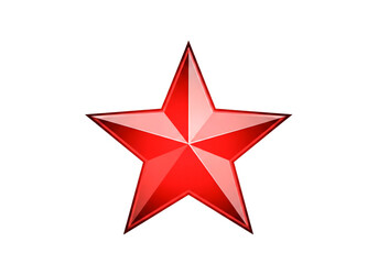 Obraz premium Shiny red five-pointed star with gradient metallic effect