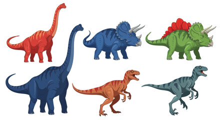 Colorful Cartoon Dinosaurs Collection - Prehistoric Creatures © anis