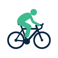 Obraz premium Simple cyclist icon riding a bicycle, sporty activity, leisure, and outdoor recreation concept