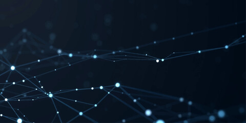 Obraz premium Abstract blue fiber optics technology background featuring glowing light spots and digital network connections in a starry space design