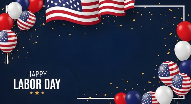 happy labor day celebration with american flag balloons and festive patriotic background
