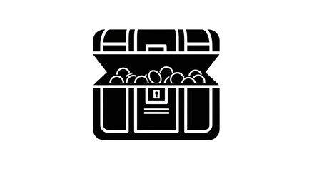Open Treasure Chest Icon Filled With Gold Coins, Vector Illustration © Aziz