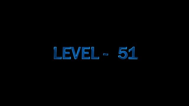 Level 51 text display with futuristic blue glow on black screen background