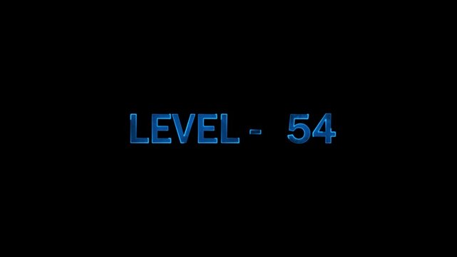 Futuristic glowing blue text level 54 appears on black background with smoke effect