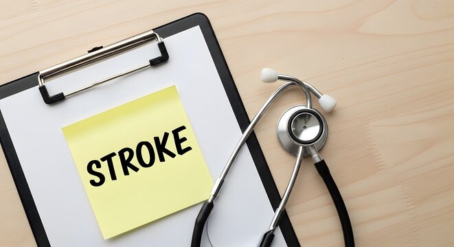 Medical concept stroke awareness and healthcare with clipboard and stethoscope illustration