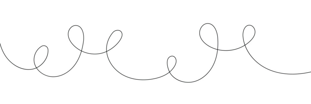 One unbroken curling and crossing black line. Vector illustration . EPS 10 .