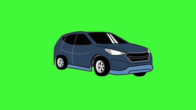 Hover Car Flying with Fire Exhaust Green Screen Animation Video