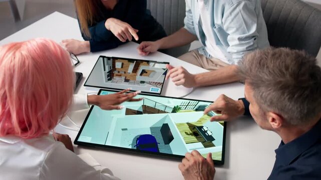 Architects Carefully Designing A 3D Virtual Remodel