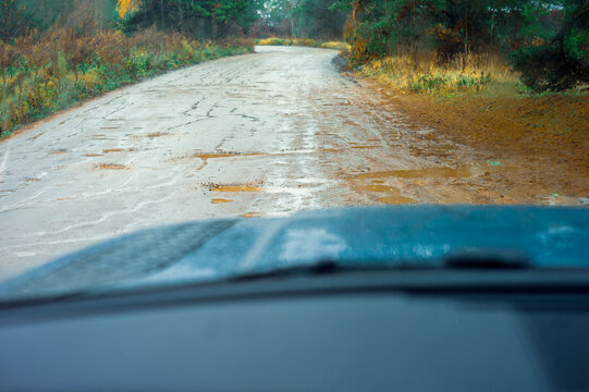 driving bad muddy road
