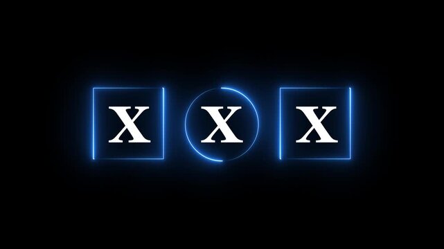 Glowing neon Letter X cutouts with pink color and subtle shadow effects.4k motion graphics video