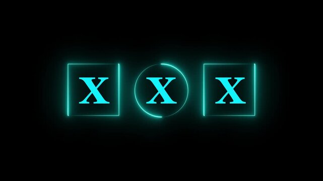 Glowing neon Letter X cutouts with pink color and subtle shadow effects.4k motion graphics video