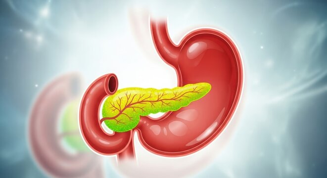 Detailed illustration of human liver and gallbladder anatomy