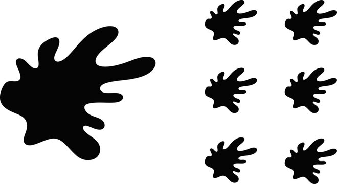 Abstract ink blot splash shape set for artistic design projects and creative branding eps.