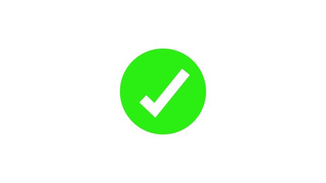 Abstract a beautiful white check mark icon in a green circle animated reveal.check mark,tick mark icon Isolated on a black background.