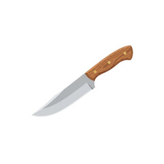 Fototapeta premium Kitchen Knife Vector Illustration with Wooden Handle Isolated on White