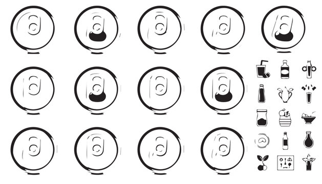 Set of can tops with pull tabs simple line art pull tab white background beverage can drink can packaging design food and drink graphic resour