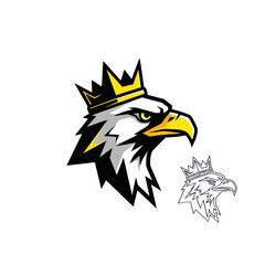 Fototapeta premium Majestic Eagle Head with Crown Logo Design - Fierce King Bird Emblem