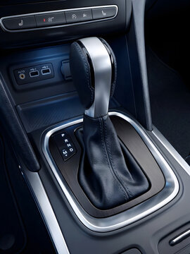 Automatic Gear Shift Lever with Dual Clutch Transmission in Modern Car Interior