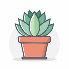 Fototapeta premium Flat Design Succulent Plant in a Terracotta Pot