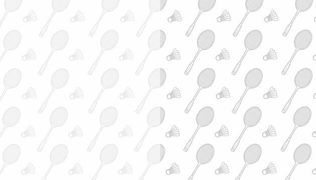 Badminton Seamless Pattern with Racket and Shuttlecock Icons Flat Vector Style