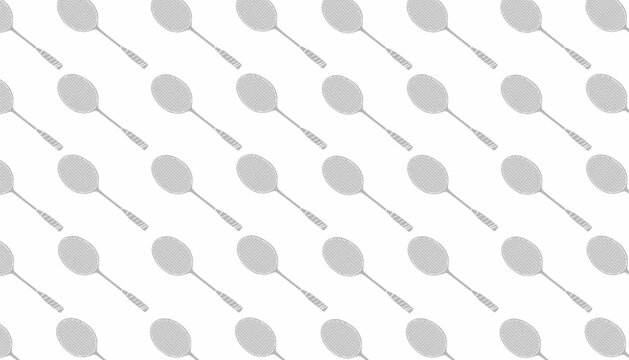 Badminton Seamless Pattern with Racket and Shuttlecock Icons Flat Vector Style
