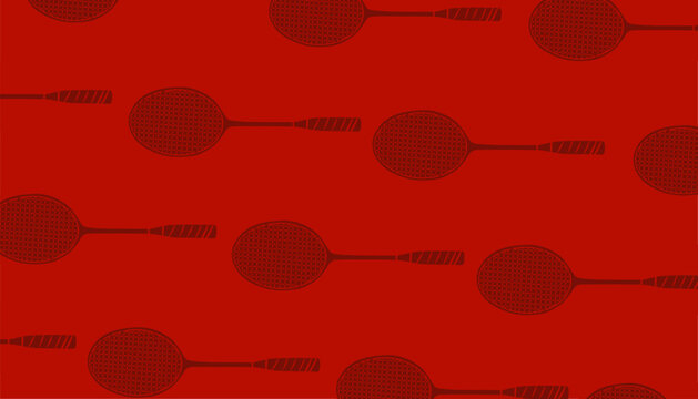 Badminton Seamless Pattern with Racket and Shuttlecock Icons Flat Vector Style