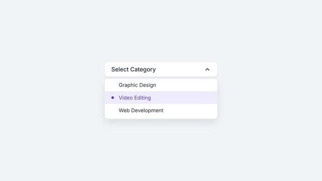User selecting a category from a dropdown menu on a website interface.