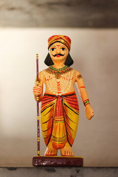 A Varanasi clay art in vibrant colors, home decor, handicraft, toy, doll, souvenir, culture, ethnic, art and craft, Indian art.