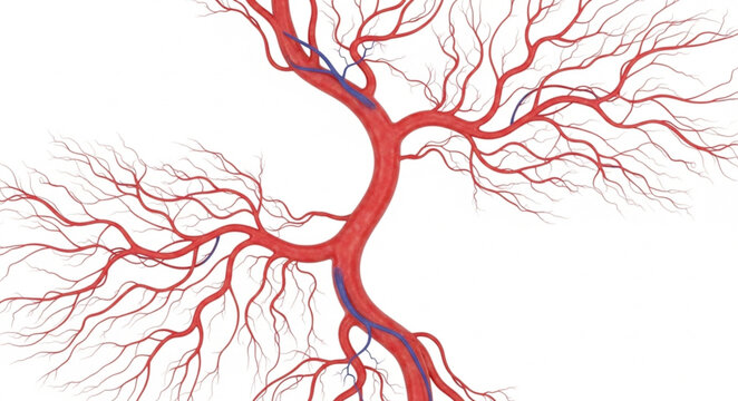 Abstract representation of branching blood vessels or arteries.