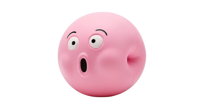 Pink round face character showing expression of shocked.