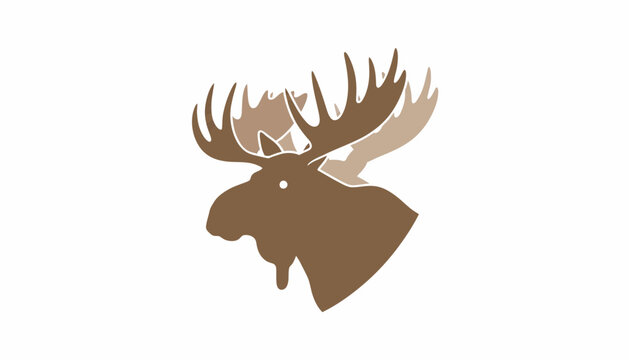 Moose head silhouette, brown animal icon, wildlife symbol, vector graphic